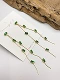 Concept8 colored long drop earrings with 925 silver post made in korea (Emerald)