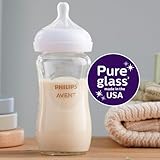 Philips AVENT Glass Natural Baby Bottle with Natural Response Nipple, Clear, 8oz, 4pk, SCY913/04