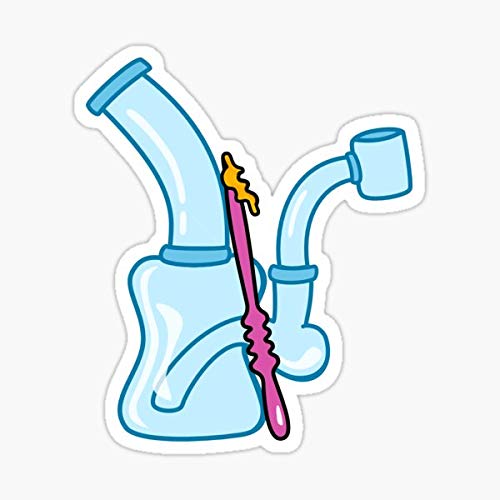 Glass Dab Rig With Dabber and Sticker - Graphic for Auto, Wall, Laptop, Cell, Truck - Windows, Cars, Trucks