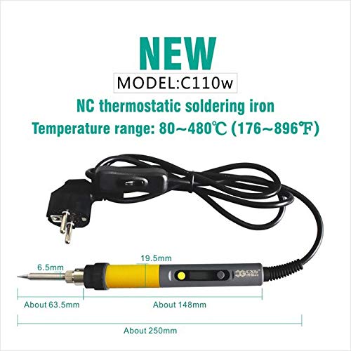 Soldering CXG EU/US/AU/UK 220V/110V C60W/C90W/C110W Solder Iron LCD Adjustable Temperature NCT Digital Display Electric Soldering Iron - (Power: 220V EU, Color: C110W)