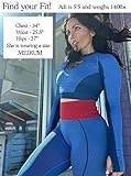 Supergirl Womens Cosplay Active Workout Outfits – Legging and Shirt 2PC Sets Superman by MAXXIM Supergirl Medium