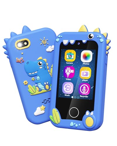 Kids Toy Smartphone, Gifts and Toys for Girls Boys Ages 3-8 Years Old, Fake Play Dinosaur Toy Phone Music Dual Camera Games, Birthday