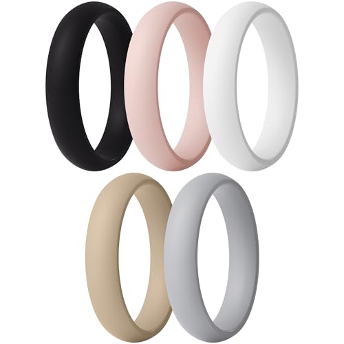 ThunderFit Women’s Silicone Engagement Rings, 5.5mm Wide, 2mm Thick, Wedding Rubber Bands, Variety Multipack 1-8
