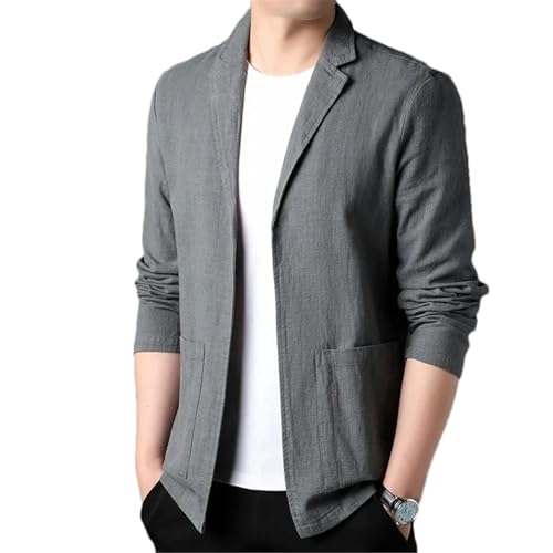 Spring and Summer Men's Linen Suit Simple Men's Coat Blazer for Man Dark Grey XL