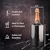 Enoluxe Wine Chiller - Elegant Champagne Bucket, Insulated Bottle Cooler Bucket to Keep Wine and Champagne Chilled without Ice, Fits Any Single Bottle 750 ml