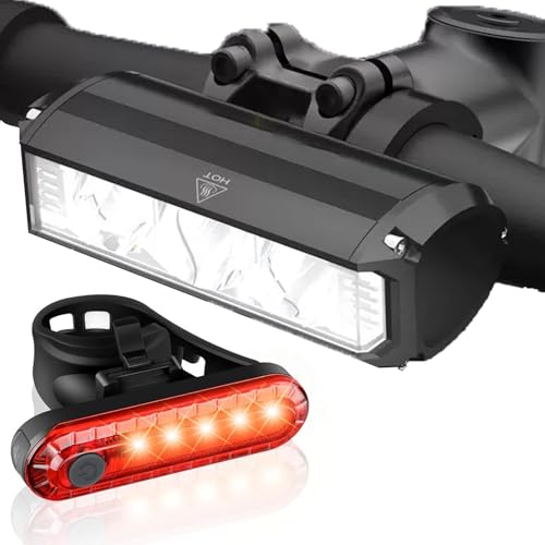 Bike Light Set for Night Riding,9000 Lumen Bright LED Bicycle Light High Beam Low Beam,USB Rechargeable Bicycle Headlight Set,Waterproof Bike Headlight and Taillight for Adult Kid Mountain