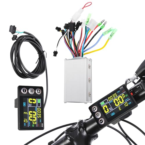 Electric Bicycle LCD Display Meter 36V‑48V Ebike Controller Waterproof LCD Display Panel Brushless Controller Kit for Electric Bicycle Scooter Modification(Colourful)