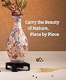 PieceRelax Unique Flower Vase - 3D Puzzle Vase for Adults to Flower Arrangement and Home Decoration Made by 160 Curved Plastic Puzzle Pieces - Autumn Abundance [S1042]