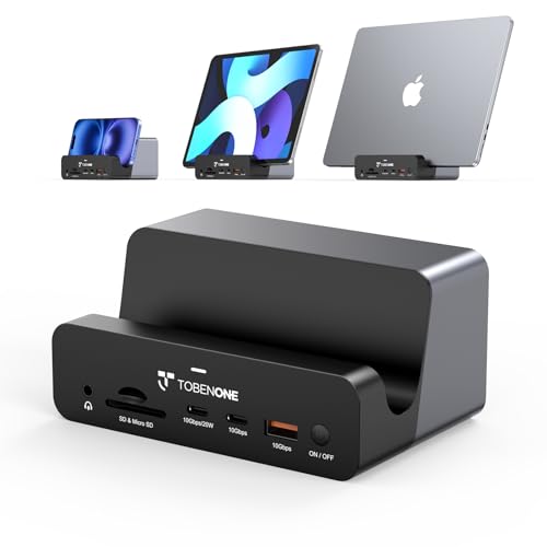 TobenONE 18-in-2 MacBook Docking Station Dual Monitor 4K@60Hz, 150 Power Adapter, 20W Charging, USB C Docking Station with 2 HDMI&DP, 7 USB, 2.5Gbps Ethernet, 2 Audio, Dock Stand for MacBook Pro