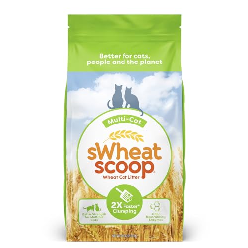 sWheat Scoop Natural Wheat Multi-Cat Litter, Superior Clumping with Odor Neutralizing Enzymes, 28 Pound Bag