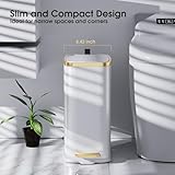 CEROELDA Small Bathroom Trash Can with Lid Soft Close-5L/1.3 Gal Slim Garbage Can-Metal Step Wastebasket-Rectangle Narrow Waste Bin for Office, Bedroom, Toilet, Live Room-White