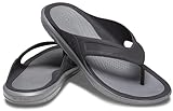 Crocs Men's Swiftwater Wave Flip Flops, Casual Summer Sandals, Beach and Shower Shoes, Black/Slate Grey, 11 Men