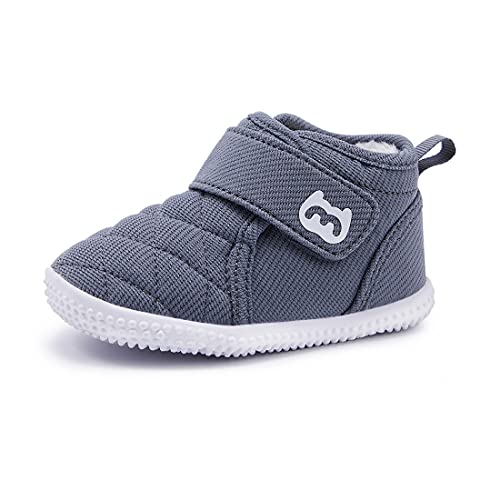 BMCiTYBM Baby Winter Snow Boots Boy Girl Faux Fur Warm Non Slip First Walking Infant Shoes 6 9 12 18 24 Months Grey Size 18-24 Months Toddler