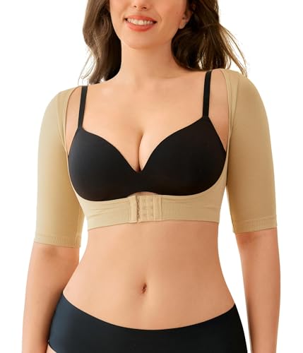 LODAY Shapewear Tops for Women Arm Compression Sleeve Women Upper Arm Shaper (Beige, Small/Medium)