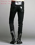 Idopy Men`s Rock Punk Patchwork Leather Pants