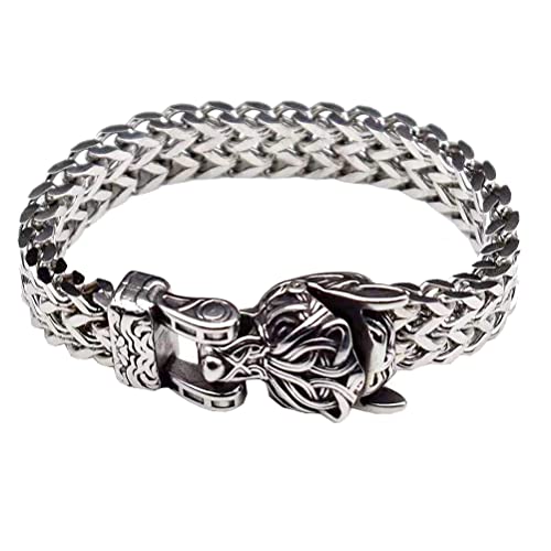 GelConnie Viking Bracelet for Women- Viking Arm Rings for Men Valknut Bracelet Jewelry Cuff Bracelets Stainless Steel King Chain Link Bracelet Biker Jewelry