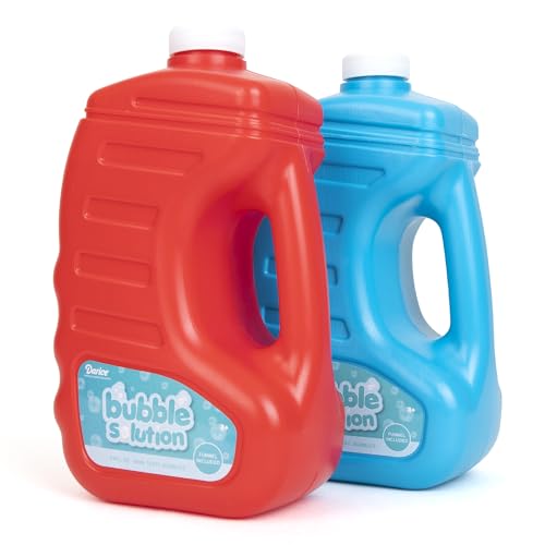 Darice 2 Pack 128oz Bubble Solution Refill for Bubble Machines & Blowers - Easter, Weddings, Birthdays, Outdoor - 4 Big Bubble Wands Included - Non-Toxic Safe for Toddlers & Kids, Colors May Vary