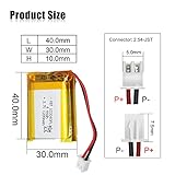 KBT 3.7V 1200mAh Li-Polymer Battery: 103040 Lipo Rechargeable Lithium-ion Replacement Batteries with PH 2.54 JST Connector, PH1.25/2.0 JST Connector for Replacement - 4Pack