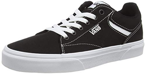 Vans Women's Seldan Shoe, Black Canvas Black White, 8.5 M US