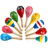 Hedume 20 Pack Mini Wooden Festival Maracas, Kids Baby Rattles Egg Shaker, Shaker Sand Hammer Toy Noisemaker for Party Favors, Musical Fun, Birthday Parties, Carnivals