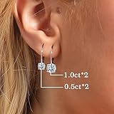 Moissanite Earrings,1.0ct-2.0ct D Color,925 Sterling Silver Dangle Earrings for Women, Lab Created Diamond Earrings,18K White Gold Plated Leverback Drop Earrings (Moissanite-2.0ct(1.0ct*2)