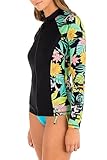 Hurley Women's Standard Long Sleeve Zip Front Rashguard, Bloom Wash