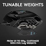 Logitech G502 HERO High Performance Wired Gaming Mouse, HERO 25K Sensor, 25,600 DPI, RGB, Adjustable Weights, 11 Programmable Buttons, On-Board Memory, PC / Mac