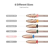 MelodySusie Long Flame Nail Drill Bits, 3/32'' Carbide Tungsten Bits, Suitable for Manicure Pedicure Cuticle Gel Polishing, Beginners Bits, Rose Gold, Series Bit-X, Medium