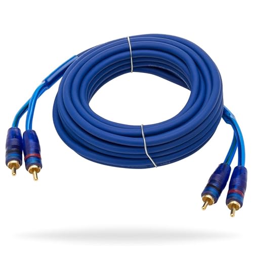 InstallGear 2-Pack of 20 ft RCA Audio Cable 2 Male to 2 Male High-Performance Splitter with Shielded Design for Low-Interference Audio Signal