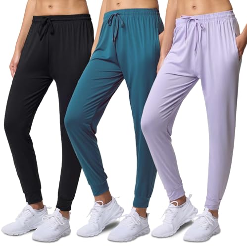 Real Essentials 3 Pack Women's Plus Size Just My Lounge Joggers Soft Sleepwear Pajamas Loungewear Yoga Pants Active Athletic Track Running Workout Casual Ladies Yoga Sweatpants Pockets, Set 9,3X