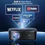 4K Projector with Wifi and Bluetooth, ELEPHAS Outdoor Movie Projector with NETFLIX/Prime Video/YouTube Built-in, 100,000+ Apps Supported, Video Projector Compatible with HDMI/USB/iOS/Android/Windows