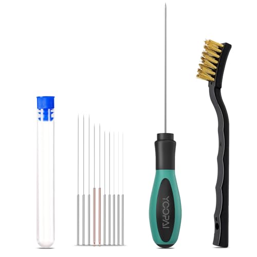 YOOPAI 3D Printer Nozzle Cleaning Kit, 3D Printer Cleaning Kit with Soft Rubber Handle, 0.4mm Nozzle Cleaning Needles and Copper Wire Brush, 3D Printer Tools Kit for 1.75mm Nozzles