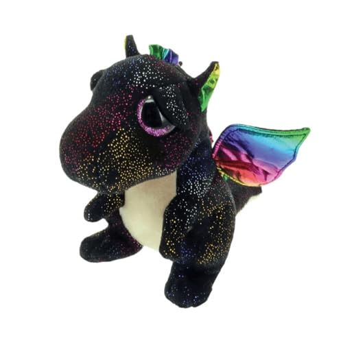 Beanie Baby Large Eyes Buff Pixy Atlas Austin Unicorn Cinder Animal Plush Doll 9.8inch (Cinder Black Dragon)