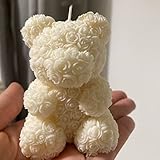 TOPYS 2-Pack 3D Rose Bear Candle Molds, Valentine's Day Silicone Molds, DIY Paint Your Own Heart Bear or Rose Bear Candle, Home Gifts Making Wax Ceramic Clay Mother’s Day Gift Birthday Gift