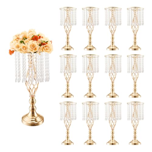 VEVOR Metal Wedding Centerpiece Gold,Crystal,12PCS 49cm/19.3”