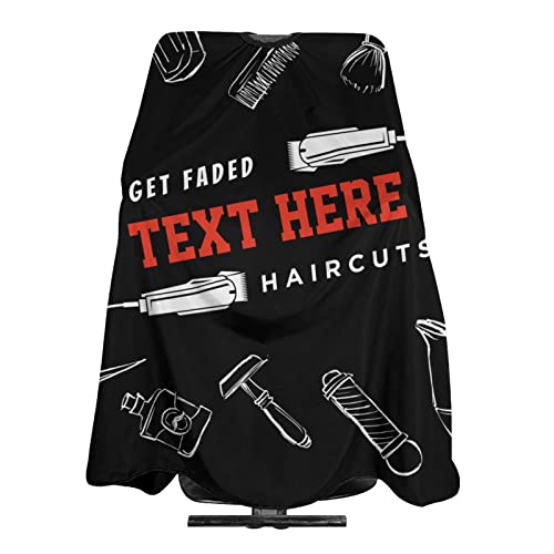 Custom Barber Shop Get Faded Barber Cape Personalized Haircut Cape with Your Text Name Logo Salon Haircut Apron Customized Unisex Hair Cutting Cape Barber Hairdressing Cape for Men Women