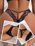 ohyeah 3 Pack Womens Underwear Sexy Lace G-string Thongs Panties for Women Cotton Crotch XL-XXL (Black, White, Pink)