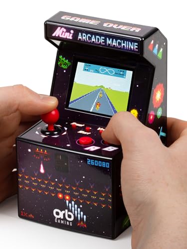 Orb - Mini Arcade Machine, 240 in-Built Games, 8-Bit Retro Arcade Games, 2.5” Full Colour Screen, 8-Way Joystick, 2 Buttons, Volume Control