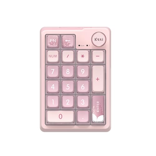 KZZI Mechanical Number Pad,Bluetooth5.0/2.4G/Type-C Wireless Numeric Keypad,RGB HotSwap Numpad with PBT Keycaps Rechargeable Gasket Number keypad for PC Laptop Desktop (Sakura Pink)