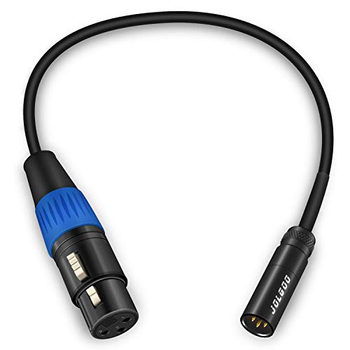 JOLGOO 1 Feet Mini XLR Male to XLR Female Adapter Cable, 3-Pin, for BMPCC 4K/6K, Video Assist 4K, Sharp 8K, Rode, Sennheiser, Sony & More