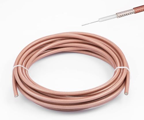 POBADY RG142 Cable Low Loss RF Coaxial Cable 16.4FT/5M Brown Silver-Plated Copper Double Shielded Coax