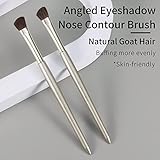 Natural Pony Hair Eye Shadow Brush by ENZO KEN, Small Nose Contour Brush, Angled Eyeshadow Brush, Angled Eye Shadow Brush, Single Eyeshadow Brush, Eye Brushes, Eyeshadow Blending Brush. (Gold, E202)