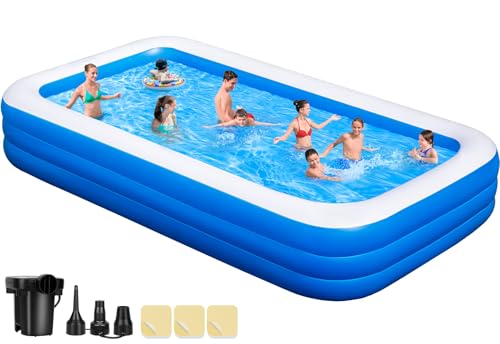 Large Inflatable Pool for Adults - 150" X 74" X 22" Oversized Blow Up Swimming Pool with Pump, Thickened Family Pools for Backyard Outdoor