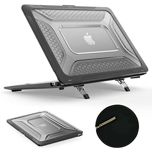 SEYMAC stock Case for MacBook Pro 14 inch, Shock-Absorbing Protection with Folding Stand &Mouse Pad/Bag Case for MacBook Pro 14'' A3112 A3185 A3401 A2918 A2992 2779 2442 m4-m1 2024-2021 (Black)