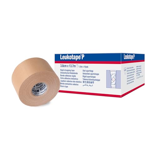Leukotape P Adhesive Strapping Tape – for Sports Injuries, Strains and Sprains - 1.5 in x 15 yds, Tan, 5 Rolls