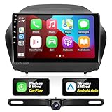 SizxNanv for Tucson IX35 2010-2015 Radio Updated Compatible with Wireless Carplay Android Auto,Car Stereo Touchscreen Bluetooth Navigation Media Player GPS FM AM WiFi Backup Camera 8croe Head Unit