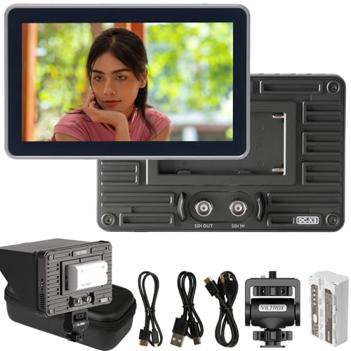 Camera Field Monitor 2000nit HD 1920x1080 IPS Touch Screen with 3D LUT Touch Screen 4K HDMI Camcorder DSLR Cameras Video Monitors with Sunshade Hood/np-f550 Battery VILTROX DX-3 6inch Kit