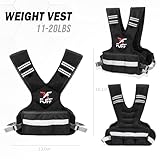 FUFF Adjustable Weighted Vest for Adult, 11-20lb Vest with 6 Ironsand Weights for Strength Training, Large Weight Vest with Reflective Strip for Men & Women