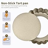 RICHSC-PAN Mini Tart Pan 12PCS, 4 Inch Tart Pan Removable Bottom Non-Stick Tin, 0.9 Inches High Suitable for DIY Making Small Tarts at Home. Champagne Gold Appearance.