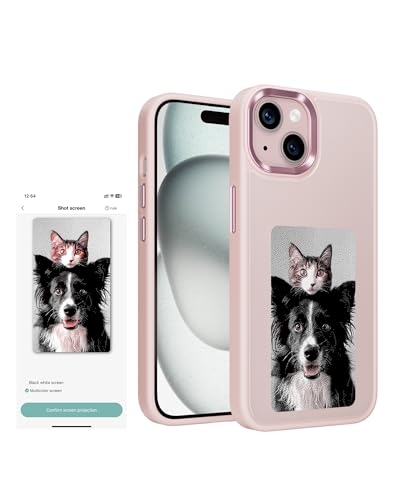 XCOOL Inkplay E-Ink Screen Wireless NFC DIY Smart Phone Case, Anti-Drop Water-Resistant - iPhone 15, Pink